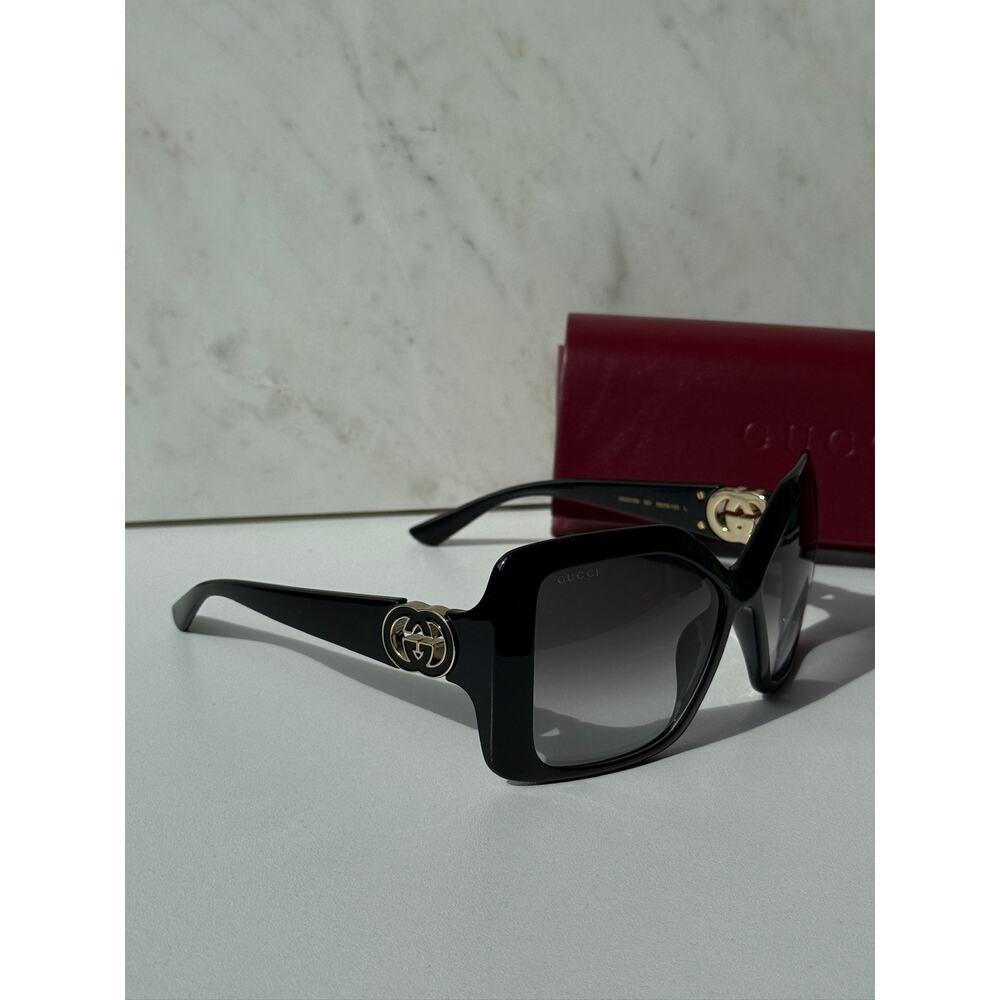 NEW Gucci GG2015S Black Oversized Wraparound Sunglasses $475 - Picture 6 of 8